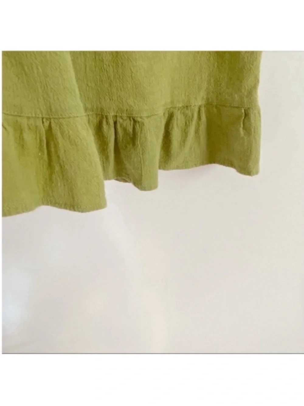 Pineda Handcrafts embroidered green dress floral ruffle Ecuador